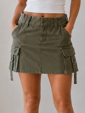 Garage Olive Green Cargo Mini Skirt Size Small